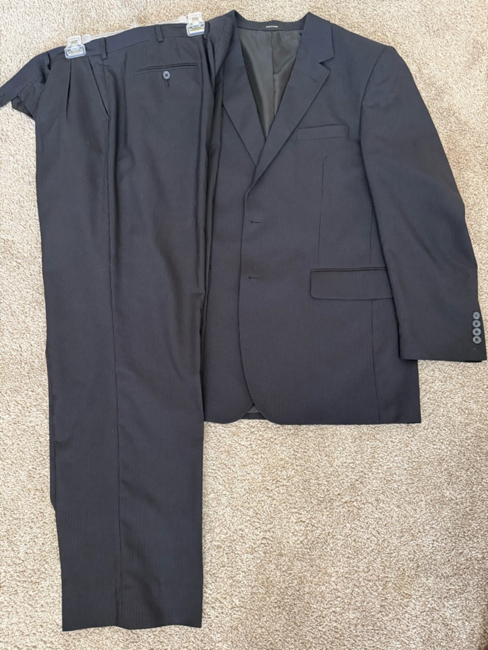 Van Heusen Men's Navy Blue Pinstripe Suit Jacket & Trousers